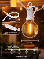 Outdoor String Lights, 100FT 50+2 Bulbs Shatterproof Patio Lights, alternate view 4