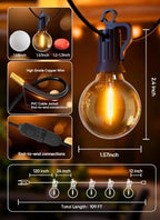 Outdoor String Lights, 100FT 50+2 G40 Bulbs Shatterproof Patio Lights, IP65 Waterproof Dimmable Hanging, alternate view 3