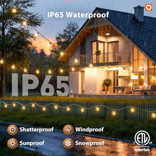 Outdoor String Lights 100FT G40 with APP 54 LED Shatterproof Bulb, alternate view 3
