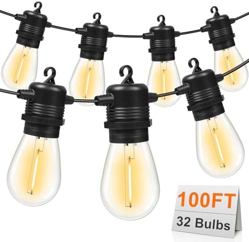 Outdoor String Lights, 100FT LED Waterproof Patio Lights
