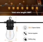 Outdoor String Lights, 100FT LED Waterproof Patio Lights, alternate view 2
