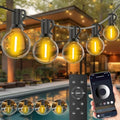 Outdoor String Lights 100FT, Smart APP & Remote Control Dimmable Patio Lights with Timer, Plug in LED String