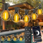 Outdoor String Lights 100FT, Smart APP & Remote Control Dimmable Patio Lights with Timer, Plug in LED String