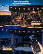 Outdoor String Lights 100FT, Smart APP & Remote Control Dimmable Patio Lights with Timer, Plug in LED String, alternate view