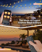 Outdoor String Lights 100FT, Smart APP & Remote Control Dimmable Patio Lights with Timer, Plug in LED String, alternate view