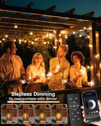 Outdoor String Lights 100FT, Smart APP & Remote Control Dimmable Patio Lights with Timer, Plug in LED String, alternate view
