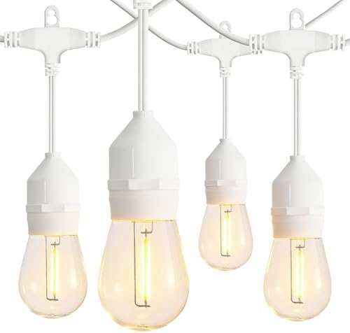 Outdoor String Lights 105FT, S14 Waterproof Patio Lighting, White in White