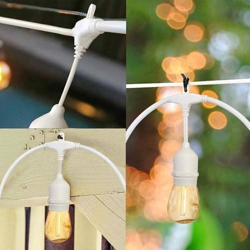Outdoor String Lights 105FT, S14 Waterproof Patio Lighting, White in White, alternate view 5