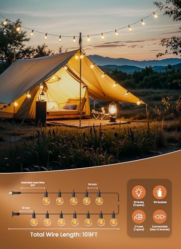 Outdoor String Lights, 109FT G40 LED IP65 Waterproof Patio Lights, alternate view 4