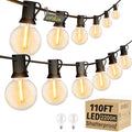 Outdoor String Lights,110FT Dimmable Patio Lights with 52 Shatterproof 2200K LED G40 Bulbs(2 Spare), Waterproof