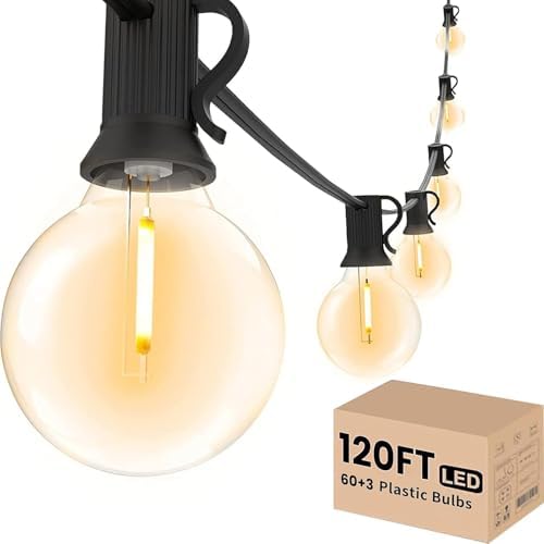 Outdoor String Lights 120 FT Waterproof Patio Light 63 LED Bulbs