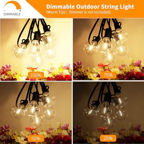 Outdoor String Lights 120 FT Waterproof Patio Light 63 LED Bulbs, alternate view 5