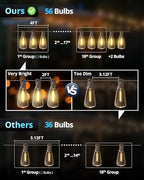 Outdoor String Lights,120FT Outdoor Party Light with 58 Edison Lights Bulb, alternate view 3