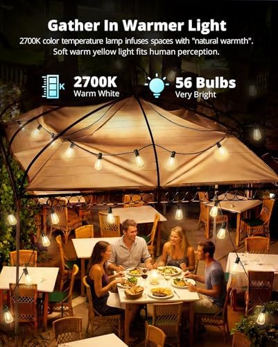 Outdoor String Lights,120FT Outdoor Party Light with 58 Edison Lights Bulb, alternate view 4