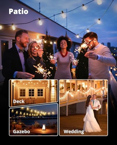 Outdoor String Lights,120FT Outdoor Party Light with 58 Edison Lights Bulb, alternate view 6