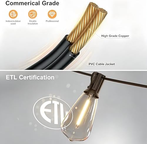 Outdoor String Lights 150FT 75+3 LED, Waterproof Dimmable Patio Lights, alternate view 5