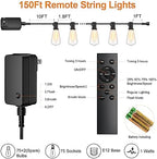Outdoor String Lights 150FT 75+3 LED, Waterproof Dimmable Patio Lights, alternate view 6