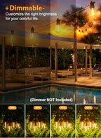 Outdoor String Lights 190FT with 60+2 Shatterproof Edison Bulbs, Waterproof Hanging Patio Lights Outside for, alternate view