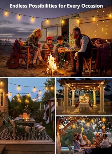 Outdoor String Lights 190FT with 60+2 Shatterproof Edison Bulbs, Waterproof Hanging Patio Lights Outside for, alternate view