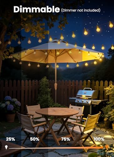 Outdoor String Lights, 200FT 100 LED Bulbs String Lights, IP65 Waterproof Connectable G40 Outside Patio Light, alternate view