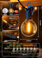 Outdoor String Lights, 200FT 100 LED Bulbs String Lights, IP65 Waterproof Connectable G40 Outside Patio Light, alternate view