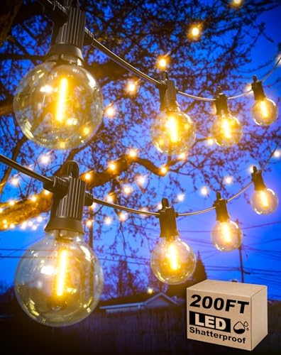 Outdoor String Lights, 200FT G40 LED IP65 Waterproof Patio Lights