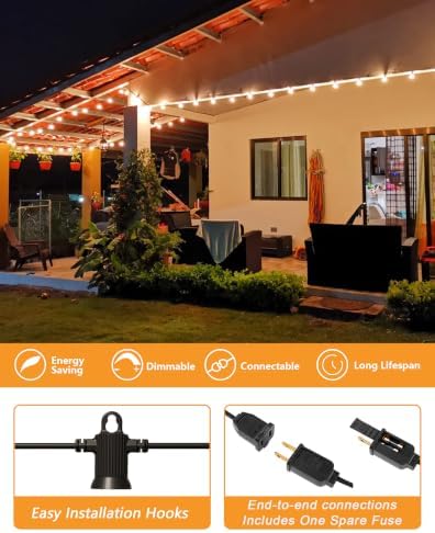 Outdoor String Lights, 200FT G40 LED IP65 Waterproof Patio Lights, alternate view 4