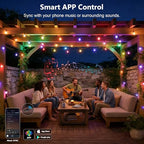 Outdoor String Lights, 200FT RGB+IC Outside Light Dimmable Shatterproof LED Bulbs, IP67 Waterproof Chasing, alternate view 6
