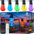 Outdoor String Lights,200FT Smart RGB+IC Patio Lights with Shatterproof LED Bulbs, Outside Light Dimmable Patio