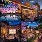 Outdoor String Lights,200FT Smart RGB+IC Patio Lights with Shatterproof LED Bulbs, Outside Light Dimmable Patio, alternate