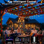 Outdoor String Lights,200FT Smart RGB+IC Patio Lights with Shatterproof LED Bulbs, Outside Light Dimmable Patio, alternate