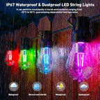 Outdoor String Lights,200FT Smart RGB+IC Patio Lights with Shatterproof LED Bulbs, Outside Light Dimmable Patio, alternate