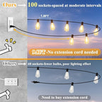 Outdoor String Lights 200FT Waterproof, Patio String Lights for Outside with 100+4 ST38 Shatterproof LED, alternate view 3