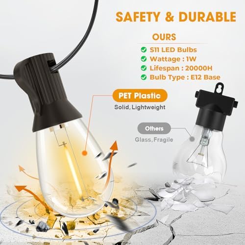 Outdoor String Lights, 25FT LED Waterproof Patio Lights, alternate view 3