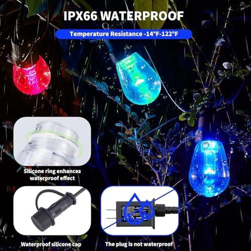 Outdoor String Lights 27FT, Color Changing Patio Lights, Waterproof, alternate view 2