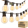 Outdoor String Lights, 27FT LED Patio Lights with 13 Dimmable Plastic G40 Globe Bulbs(1 Spare), 2200K Waterproof