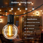 Outdoor String Lights, 27FT LED Patio Lights with 13 Dimmable Plastic G40 Globe Bulbs(1 Spare), 2200K Waterproof, alternate