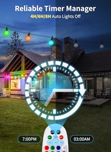 Outdoor String Lights 29 Feet G40 LED Patio Lights, RGB, Remote, alternate view 2