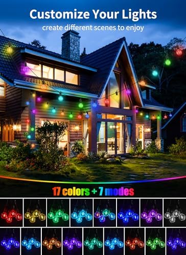 Outdoor String Lights 29 Feet G40 LED Patio Lights, RGB, Remote, alternate view 4