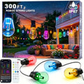 Outdoor String Lights, 290FT RGB+IC Outside Light Dimmable Shatterproof LED Bulbs, IP67 Waterproof Chasing
