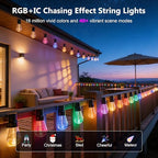 Outdoor String Lights, 290FT RGB+IC Outside Light Dimmable Shatterproof LED Bulbs, IP67 Waterproof Chasing, alternate view 3