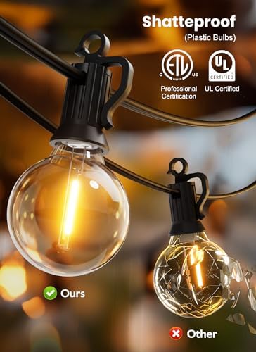 Outdoor String Lights, 29FT 12+1 G40 Bulbs Shatterproof Patio Lights, alternate view 7