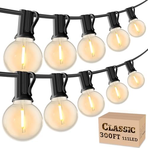 Outdoor String Lights 300 FT, LED Patio Light Outside Waterproof