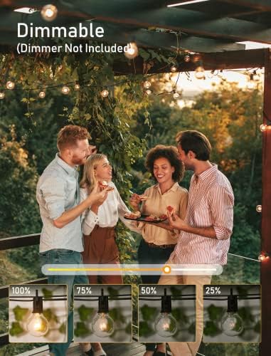Outdoor String Lights 30FT Patio Lights with 25 Edison Glass Bulb, alternate view 3