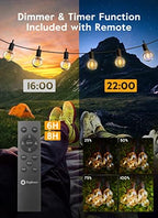 Outdoor String Lights, 38FT 15 Shatterproof LED Bulbs with Remote, Waterproof Dimmable Patio Hanging Lamps for, alternate