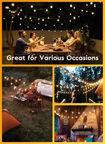 Outdoor String Lights, 38FT 15 Shatterproof LED Bulbs with Remote, Waterproof Dimmable Patio Hanging Lamps for, alternate