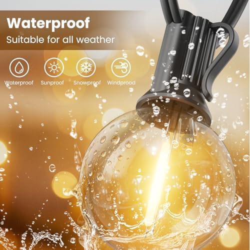 Outdoor String Lights 50 FT, LED Patio Light for Outside Waterproof, alternate view 4