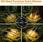 Outdoor String Lights 50FT 26 LED, Waterproof Dimmable Patio Lights, alternate view 2