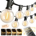 Outdoor String Lights 50FT G40 with Remote 27 LED Shatterproof Bulbs