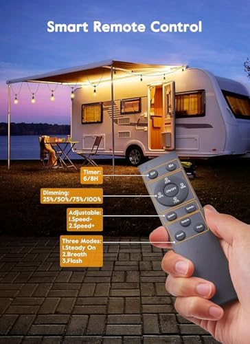 Outdoor String Lights, 52FT 15 Bulbs Shatterproof Patio Lights with Remote, alternate view 2